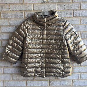 ANORAK 3/4 Sleeve High Neck Zip Front Down Feather Filled Puffer Jacket Size XS
